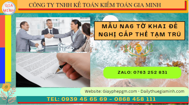 Mẫu NA6 tờ khai đề nghị cấp thẻ tạm trú