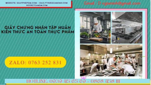 Thủ tục cấp chứng nhận tập huấn kiến thức VSATTP 5 Xin giấy chứng nhận đã được tập huấn an toàn vệ sinh thực phẩm