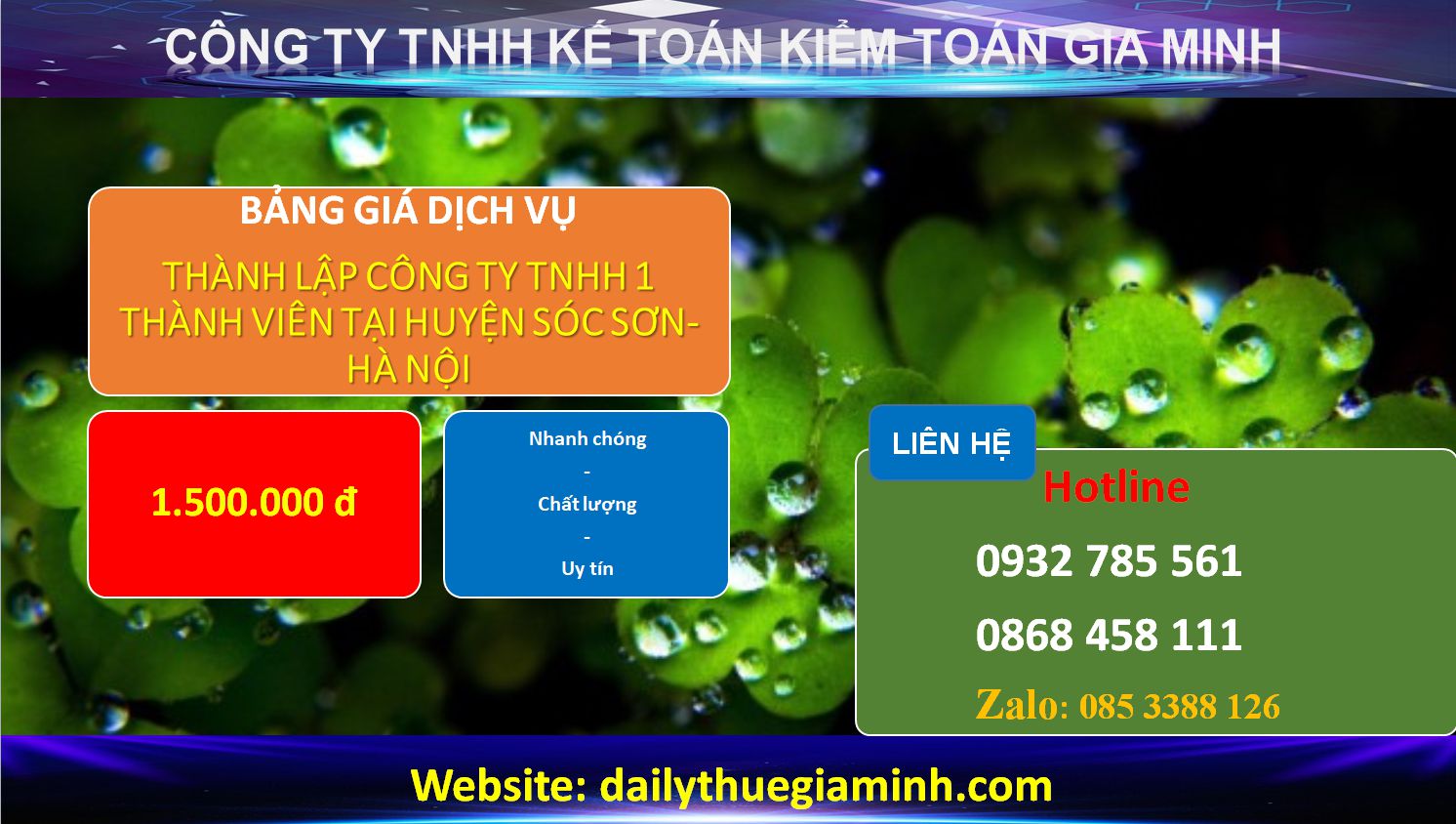Thành lập công ty TNHH 1 thành viên Huyện Sóc Sơn 4 Chi phí Thành lập công ty TNHH 1 thành viên Huyện Sóc Sơn - Hà Nội