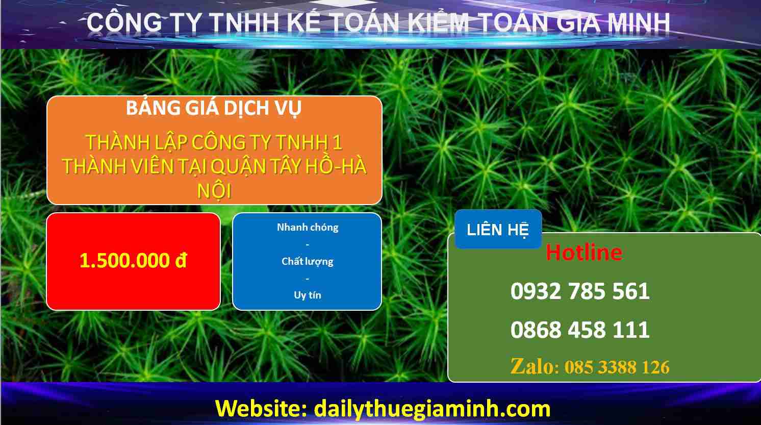 Chi phí Thành lập công ty TNHH 1 thành viên Quận Tây Hồ - Hà Nội