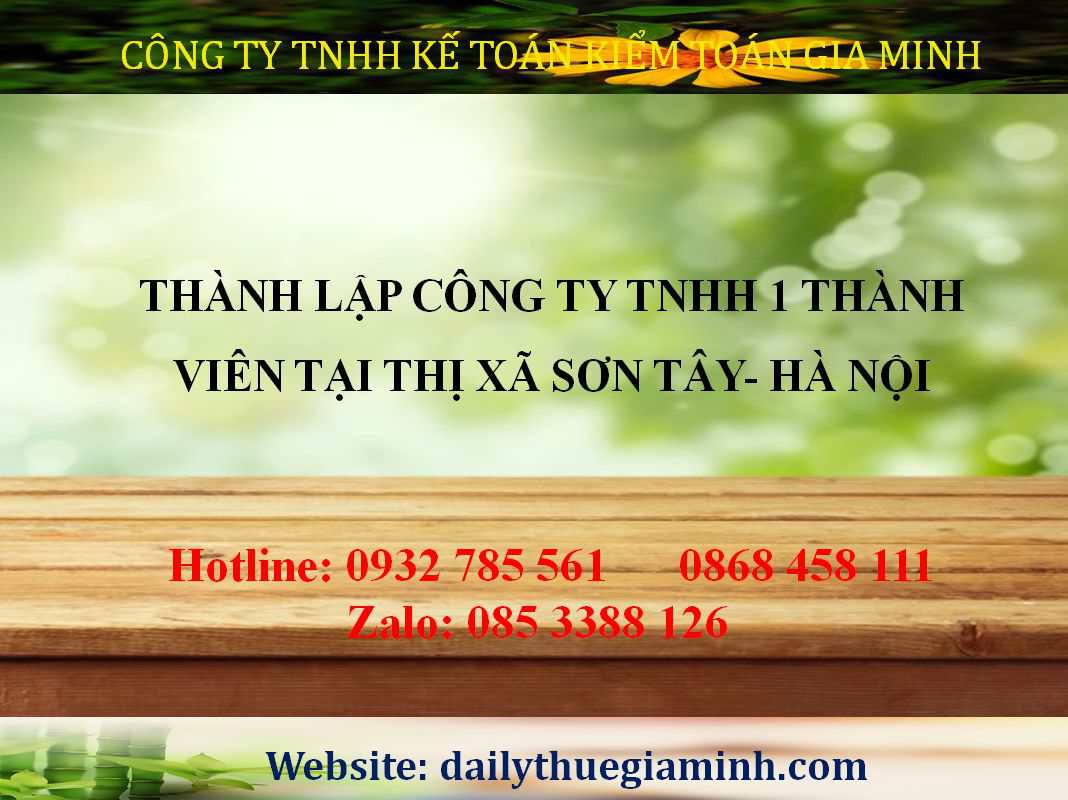 Thành lập công ty TNHH 1 thành viên Thị xã Sơn Tây 3 Thành lập công ty TNHH 1 thành viên Thị xã Sơn Tây - Hà Nội