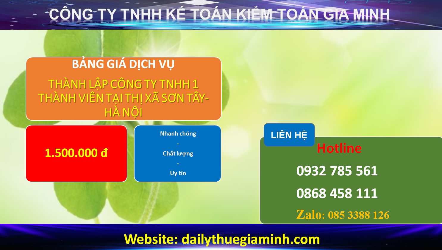 Thành lập công ty TNHH 1 thành viên Thị xã Sơn Tây 4 Chi phí Thành lập công ty TNHH 1 thành viên Thị xã Sơn Tây - Hà Nội
