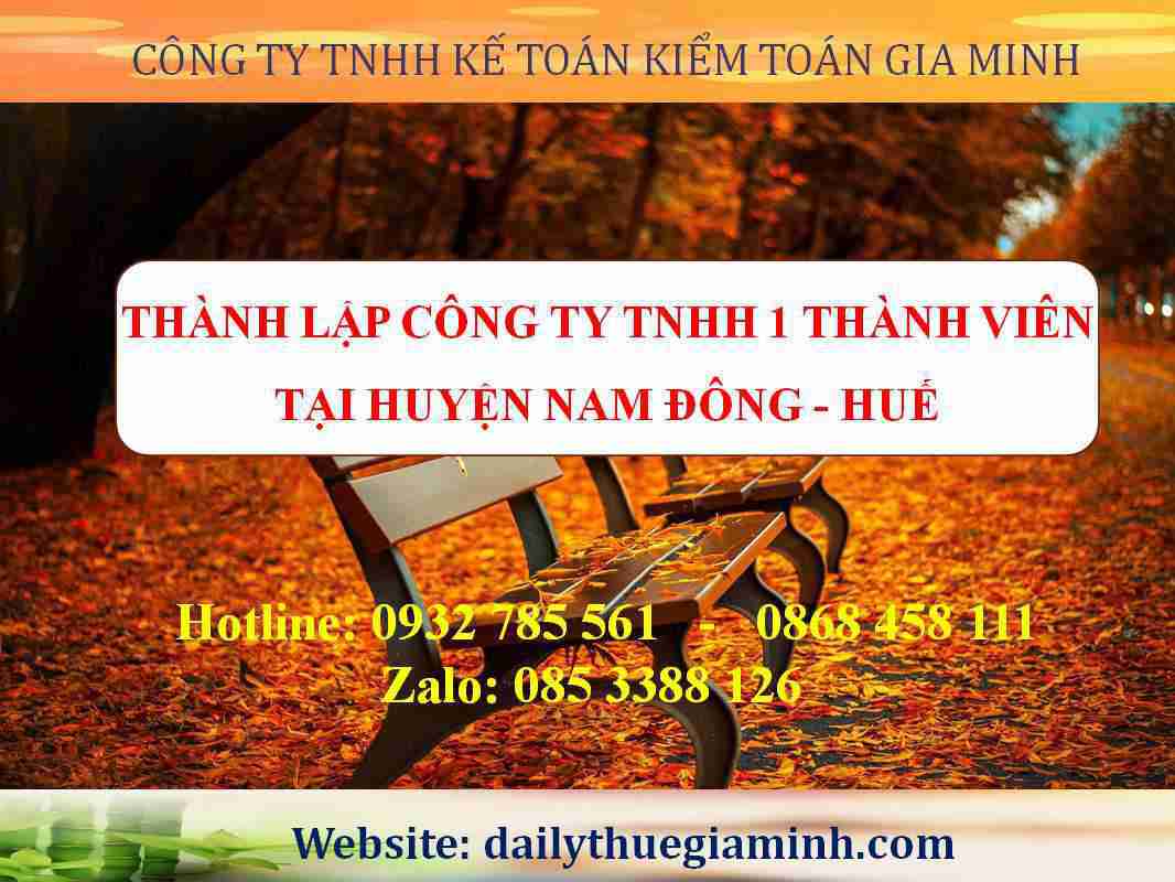 Thành lập công ty TNHH 1 thành viên Huyện Nam Đông - Huế 3 Thủ tục thành lập công ty TNHH 1 thành viên Huyện Nam Đông - Huế