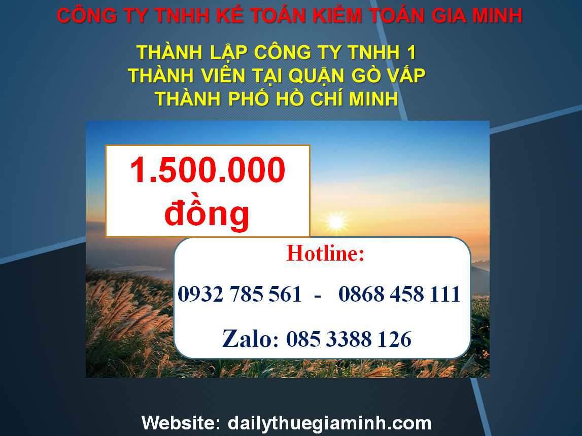 Thành lập công ty TNHH 1 thành viên Quận Gò Vấp - TPHCM 4 Chi phí Thành lập công ty TNHH 1 thành viên Quận Gò Vấp - TPHCM