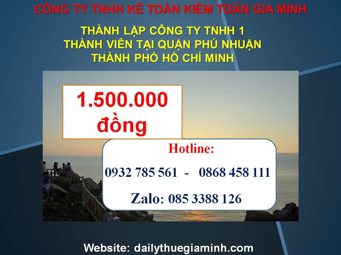 Thành lập công ty TNHH 1 thành viên Quận Phú Nhuận - TPHCM 4 Chi phí Thành lập công ty TNHH 1 thành viên Quận Phú Nhuận - TPHCM