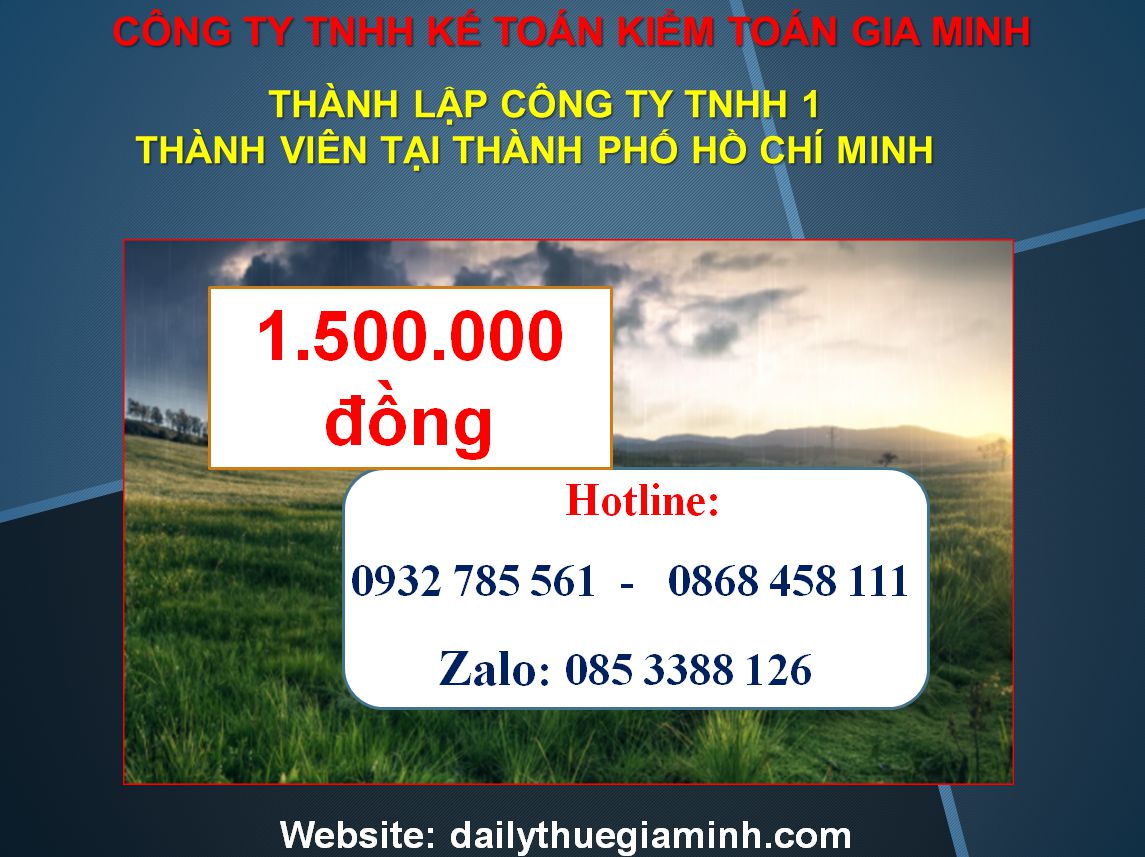 Thành lập công ty TNHH 1 thành viên Thành phố Hồ Chí Minh 4 Chi phí Thành lập công ty TNHH 1 thành viên Thành Phố Hồ Chí Minh