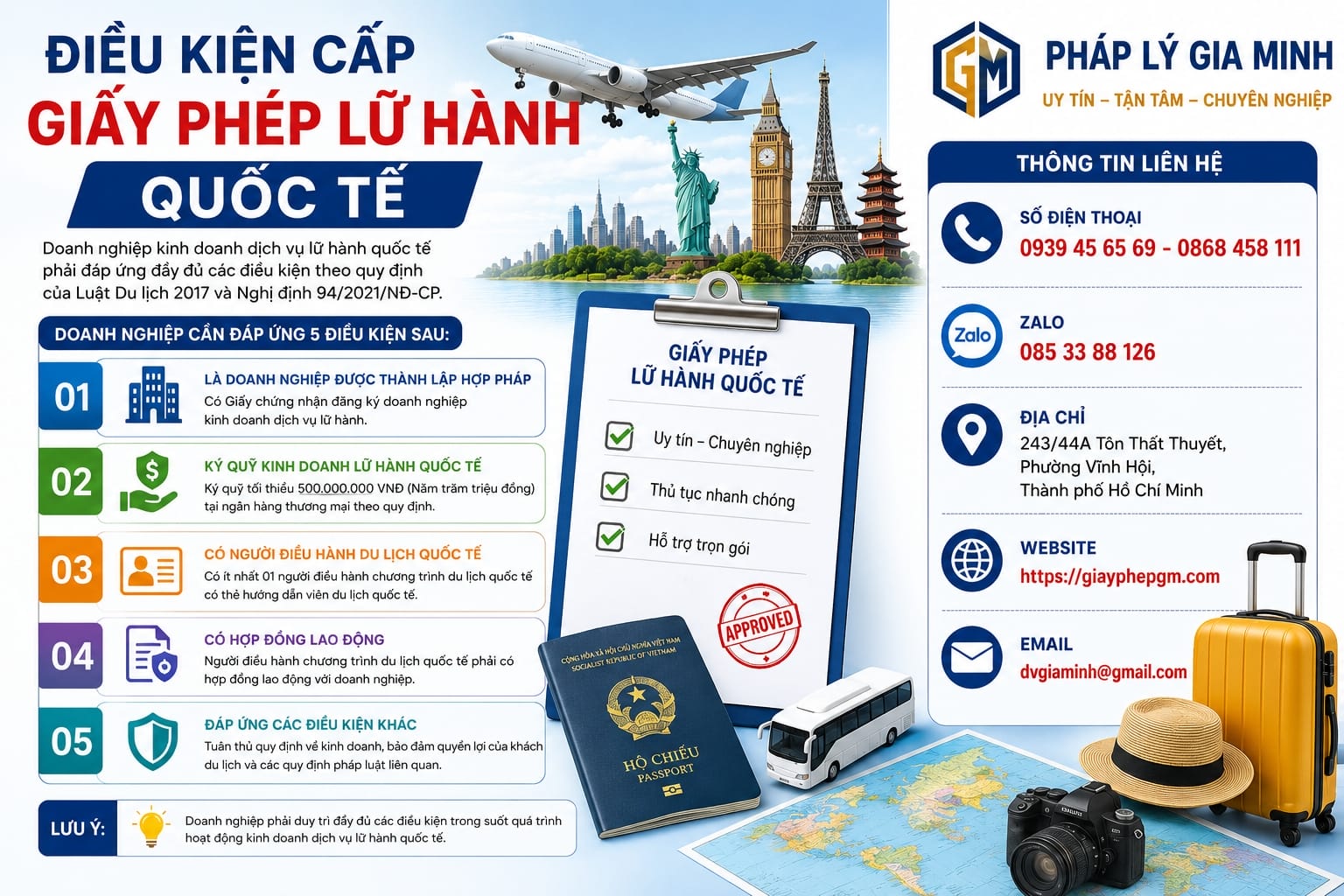 Điều kiện cấp giấy phép lữ hành quốc tế