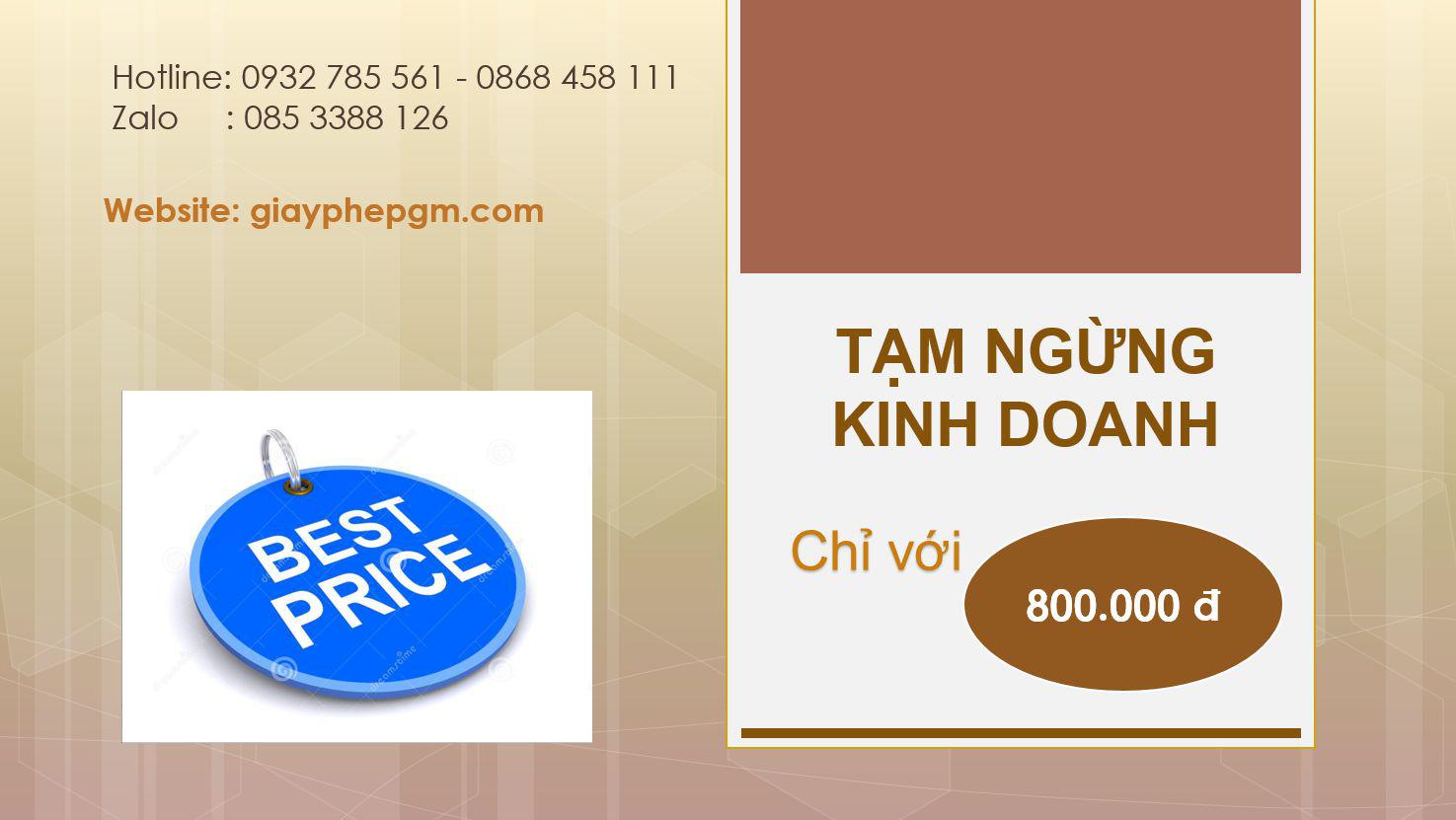 Tạm ngừng kinh doanh tại TPHCM 5 Bảng giá tạm ngừng kinh doanh tại TPHCM