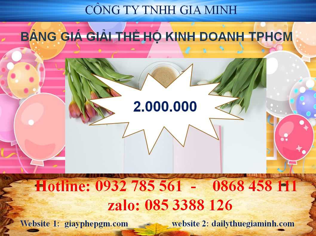 Bảng giá giải thể hộ kinh doanh cá thể tại TPHCM
