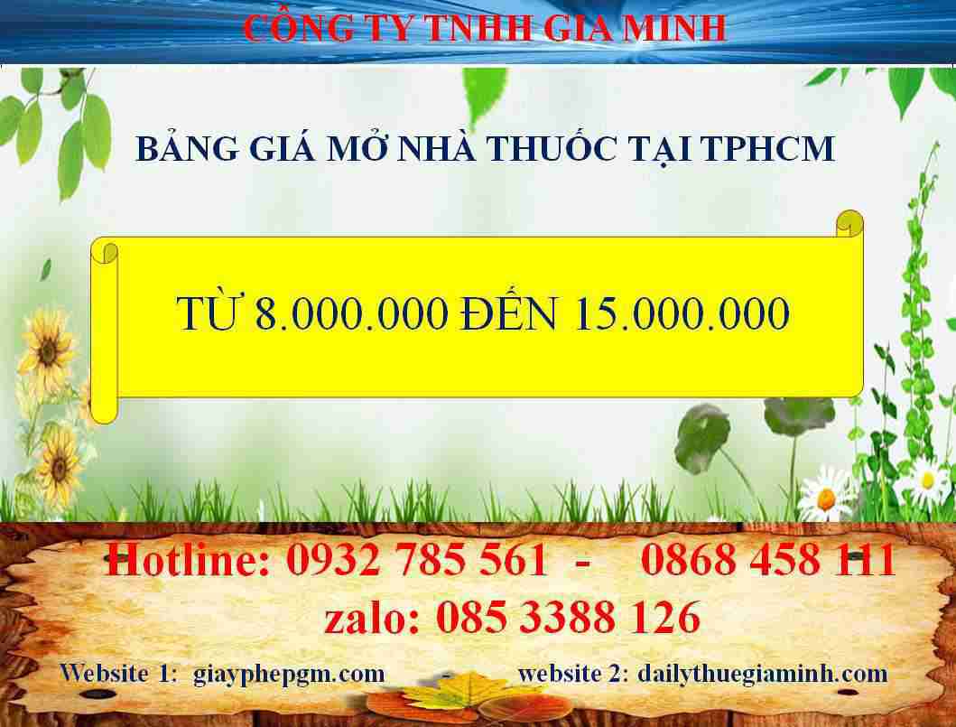 Dịch vụ mở nhà thuốc tại TPHCM 5 Phí dịch vụ xin giấy chứng nhận đủ điều kiện kinh doanh dược tại TPHCM