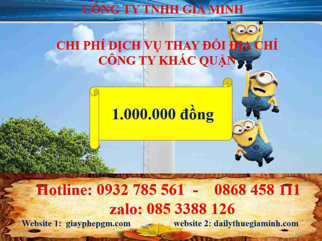Thay đổi địa chỉ công ty khác quận tại Quận Gò Vấp - TPHCM 5 Chi phí thay đổi địa chỉ doanh nghiệp khác quận tại Quận Gò Vấp - TPHCM