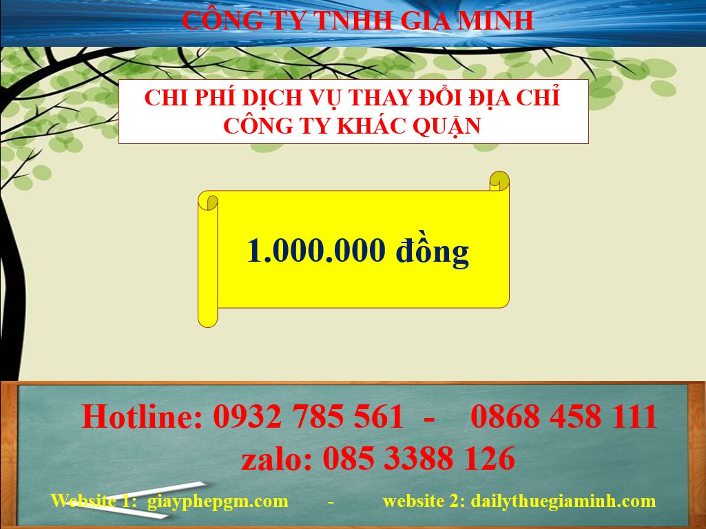 Thay đổi địa chỉ công ty khác quận tại Quận Tân Bình - TPHCM 5 Chi phí thay đổi địa chỉ doanh nghiệp khác quận tại Quận Tân Bình - TPHCM