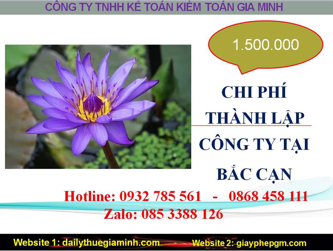 Chi phí thành lập công ty giá rẻ tại Bắc Kạn