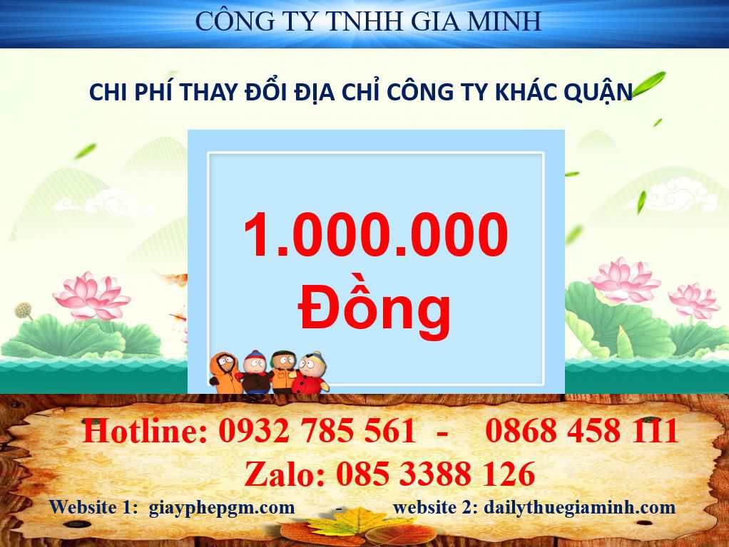 Thay đổi địa chỉ công ty khác quận tại Quận Bình Thạnh - TPHCM 5 Chi phí thay đổi địa chỉ doanh nghiệp khác quận tại Quận Bình Thạnh - TPHCM