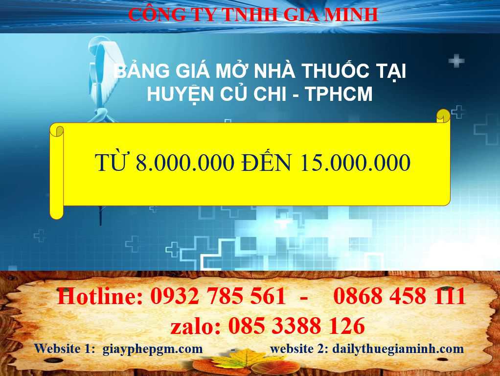 Dịch vụ mở nhà thuốc tại Huyện Củ Chi - TPHCM 4 Dịch vụ mở nhà thuốc tại Huyện Củ Chi - TPHCM