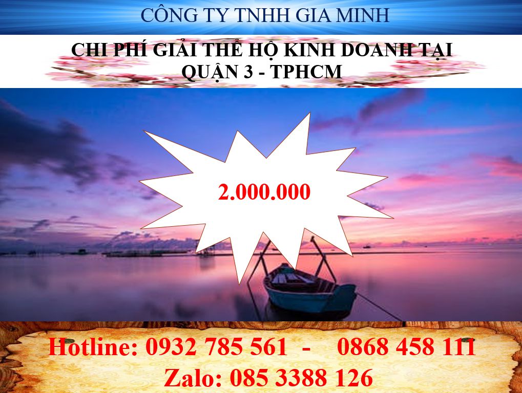 chi phí giải thể hộ kinh doanh tại Quận 3 - TPHCM