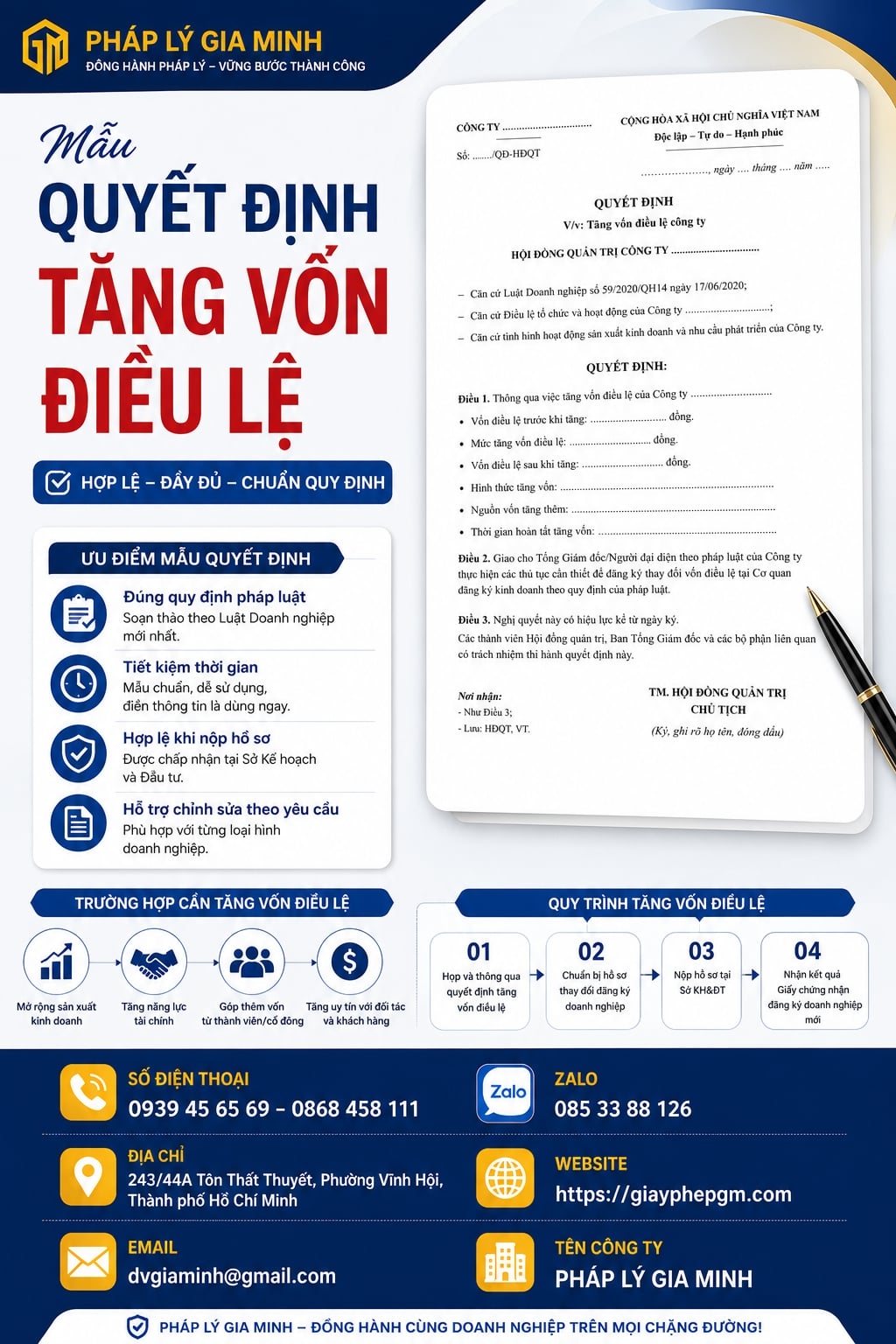 Tăng vốn điều lệ công ty 15 Mẫu quyết định tăng vốn điều lệ