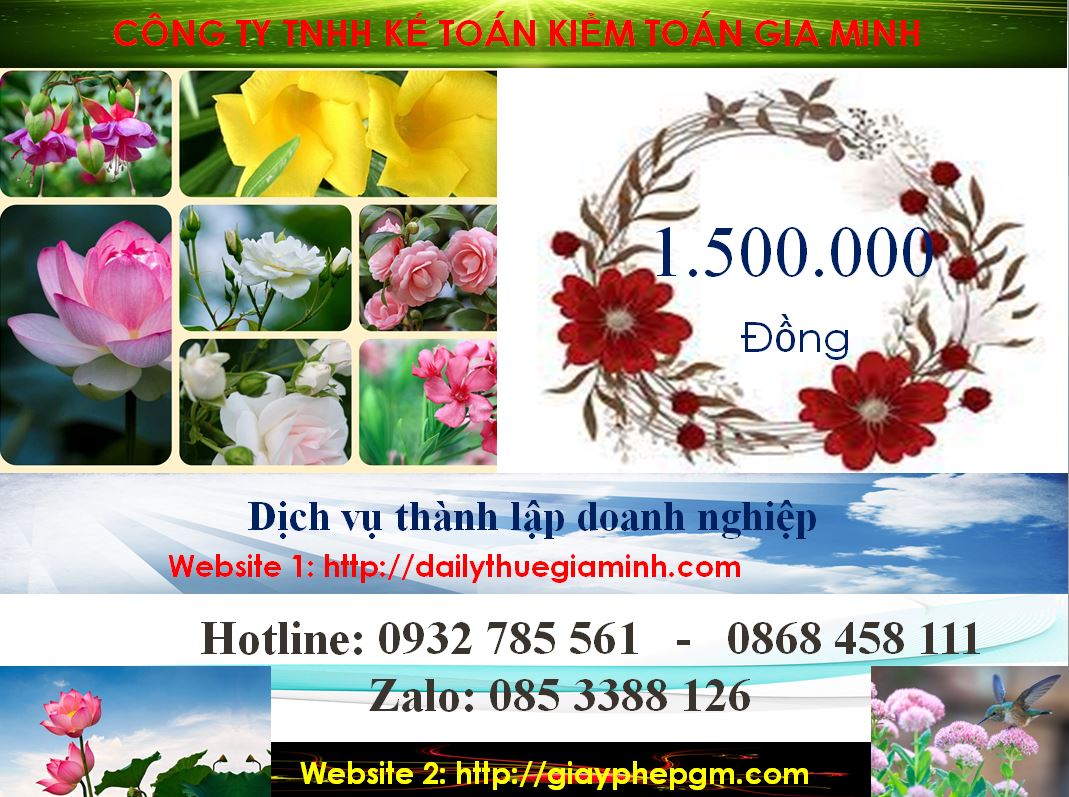 Thành lập công ty ở huyện Đông Anh 5 Chi phí thành lập công ty ở huyện Đông Anh
