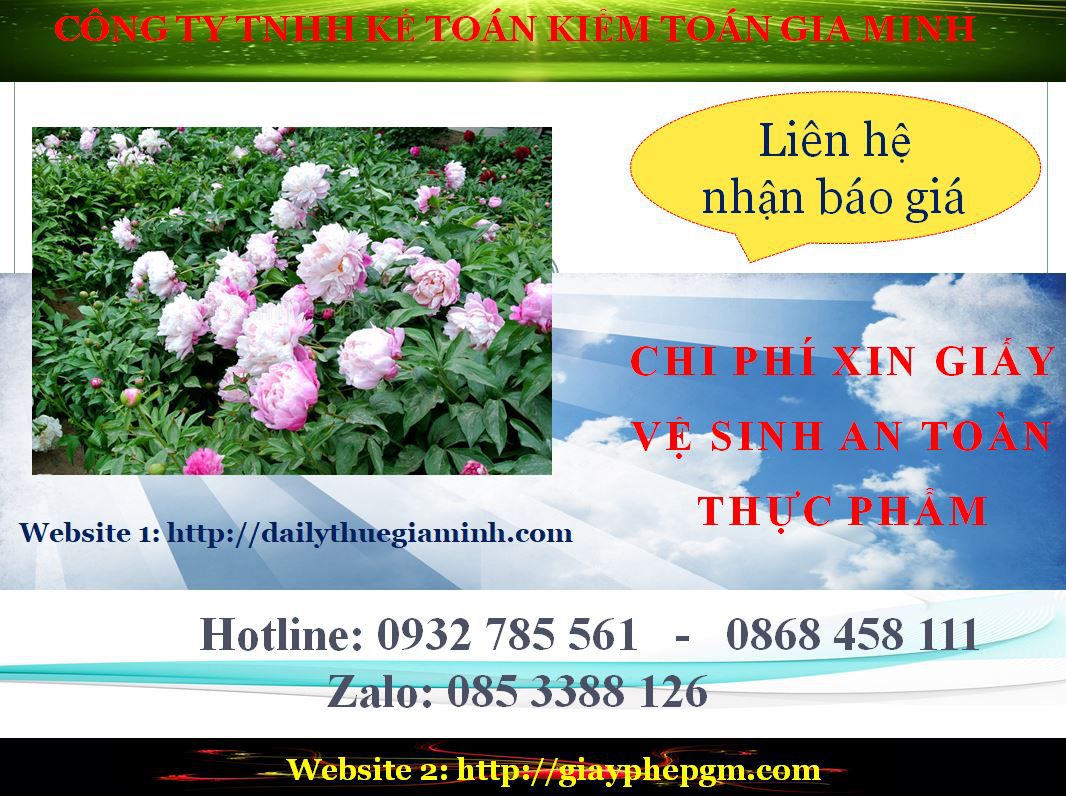 Xin giấy phép vệ sinh an toàn thực phẩm Phú Thọ 5 Chi phí xin giấy chứng nhận đủ điều kiện vệ sinh an toàn thực phẩm Phú Thọ