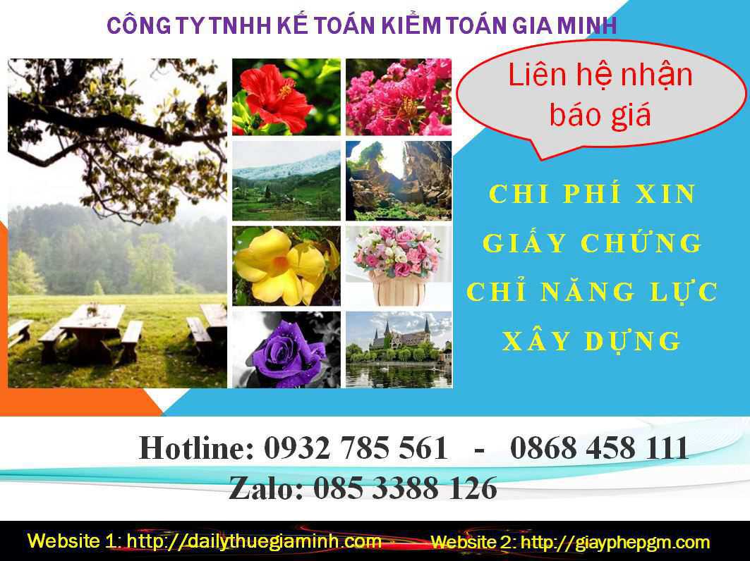 Chi phí xin giấy chứng chỉ năng lực hoạt động xây dựng