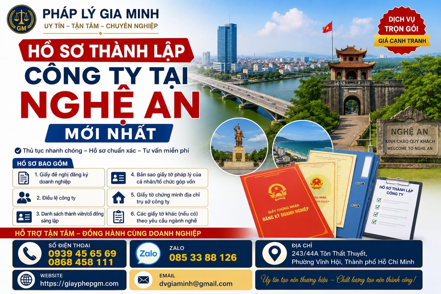 Hồ sơ thành lập công ty tại Nghệ An mới nhất
