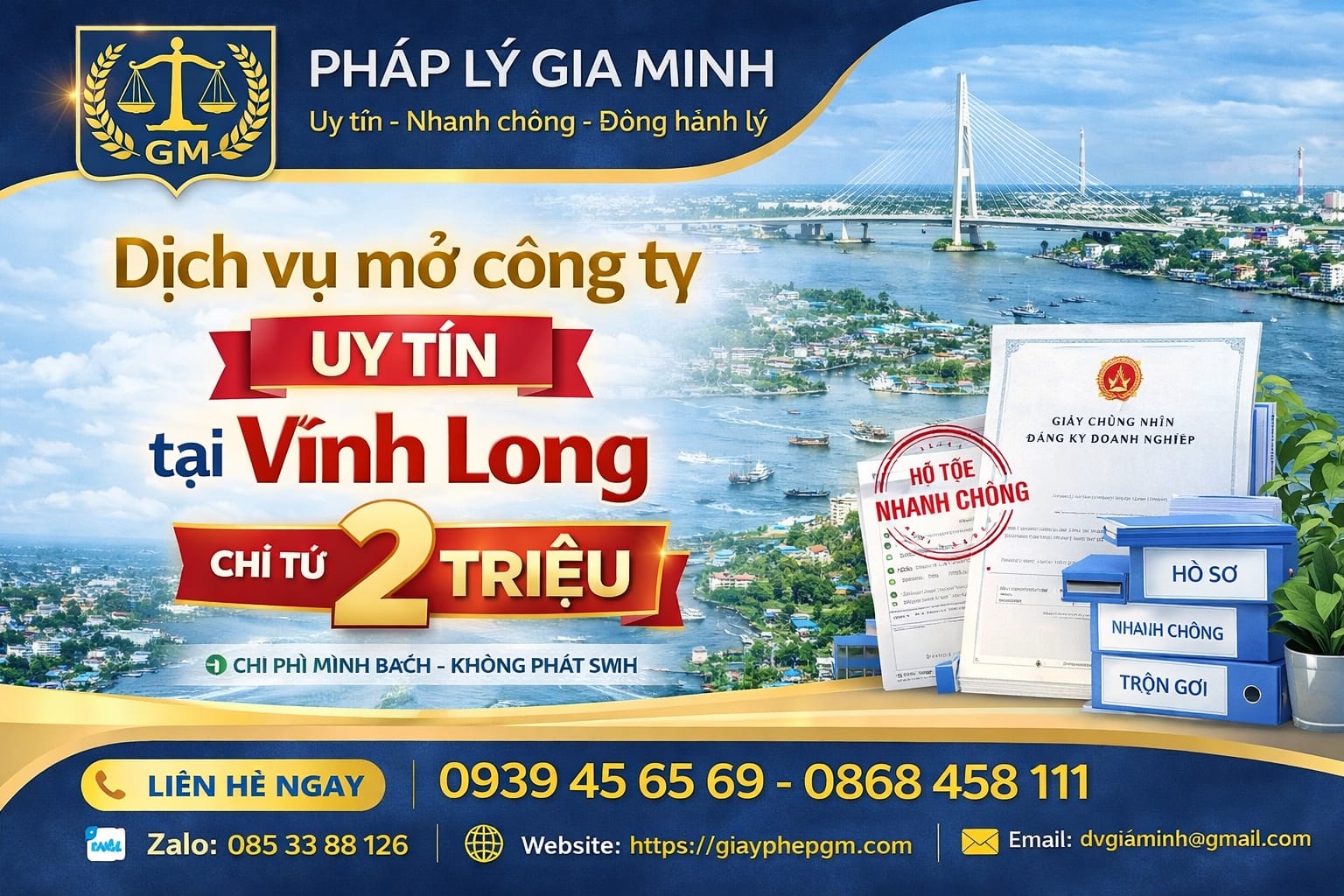 Dịch vụ đăng ký doanh nghiệp tại Vĩnh Long uy tín