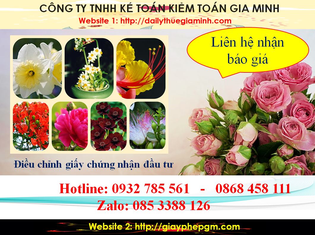 Dịch vụ điều chỉnh giấy chứng nhận đầu tư tại Thành phố Hà Nội 5 Chi phí điều chỉnh giấy chứng nhận đầu tư tại Thành phố Hà Nội