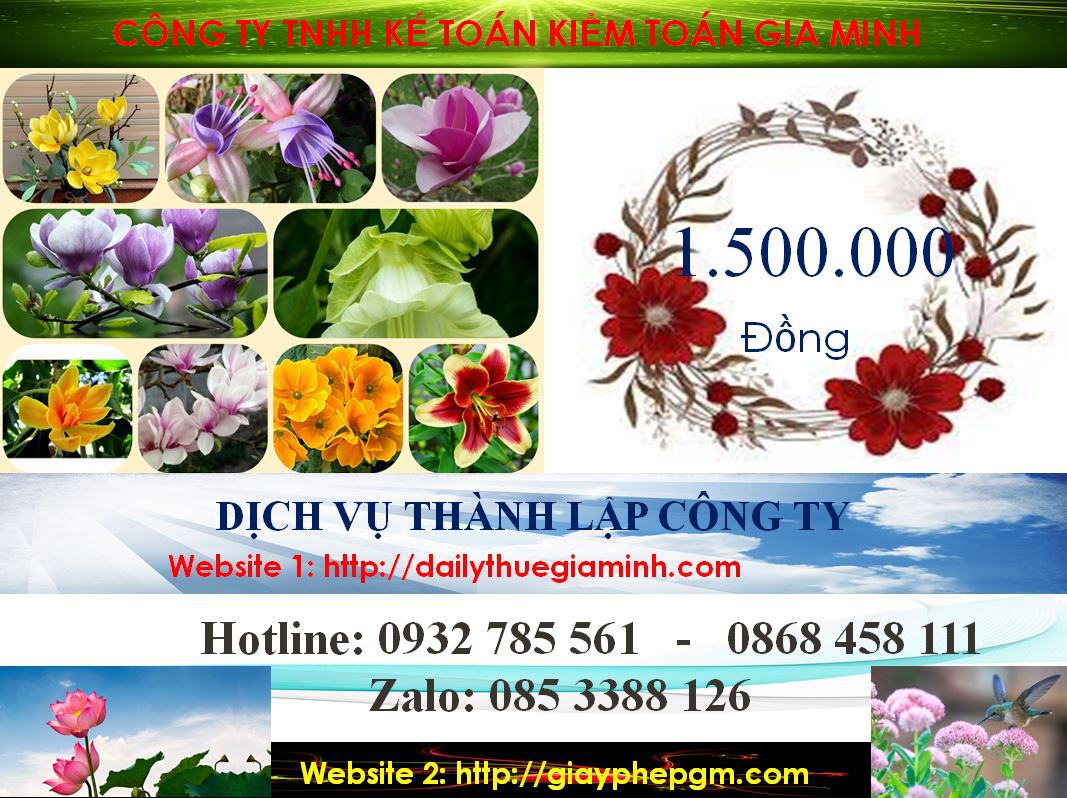 Chi phí làm giấy phép đăng ký kinh doanh tại Huyện Cờ Đỏ