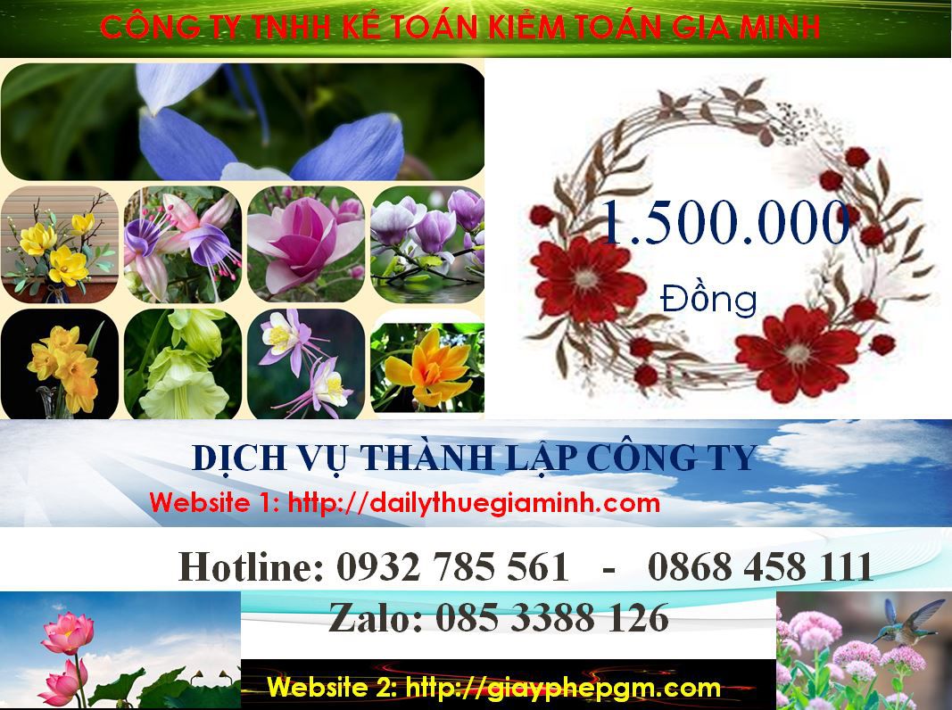 Chi phí làm giấy phép đăng ký kinh doanh tại Thị Xã Bến Cát