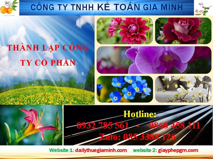 Dịch vụ thành lập công ty cổ phần ở Huyện Dầu Tiếng