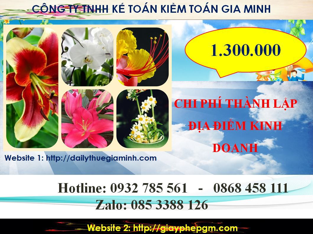 Chi phí tư vấn thành lập địa điểm kinh doanh tại Huyện Dầu Tiếng