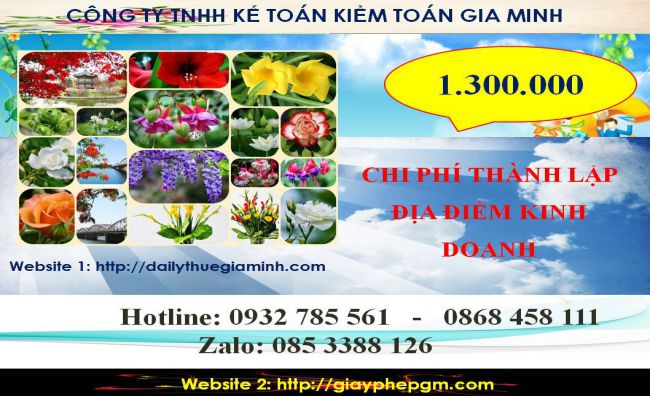 Chi phí tư vấn thành lập địa điểm kinh doanh tại Huyện Phú Giáo
