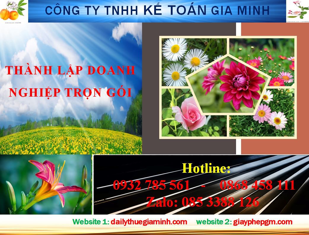 Thủ tục thành lập doanh nghiệp trọn gói tại Thị xã Bến Cát