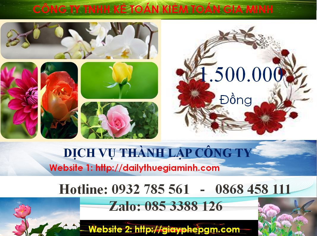 Chi phí thành lập doanh nghiệp trọn gói tại Thị xã Dĩ An