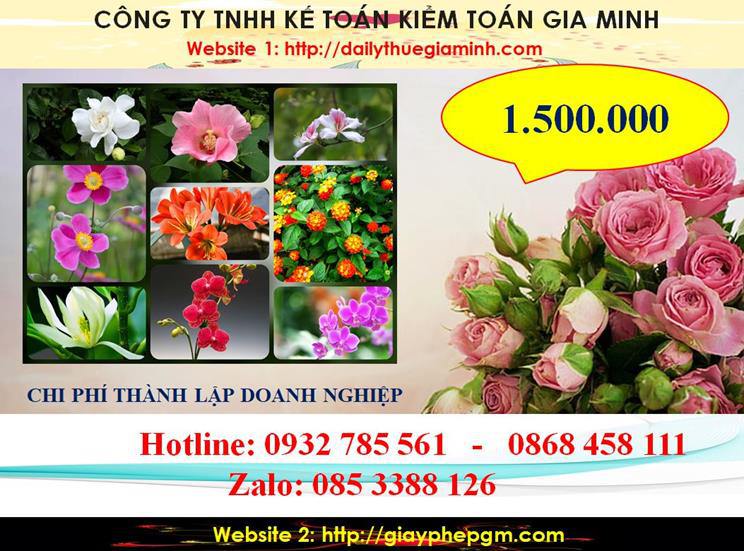 Bảng giá thủ tục thành lập công ty tại Huyện Dầu Tiếng