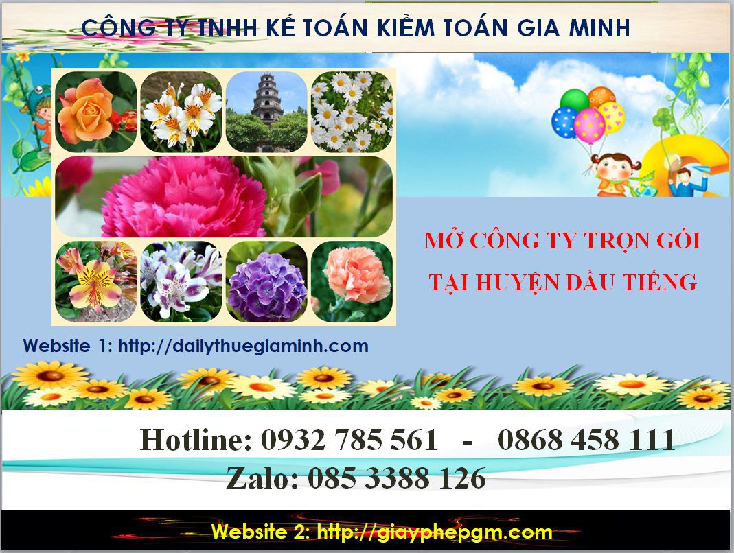 Thủ tục mở công ty trọn gói tại Huyện Dầu Tiếng