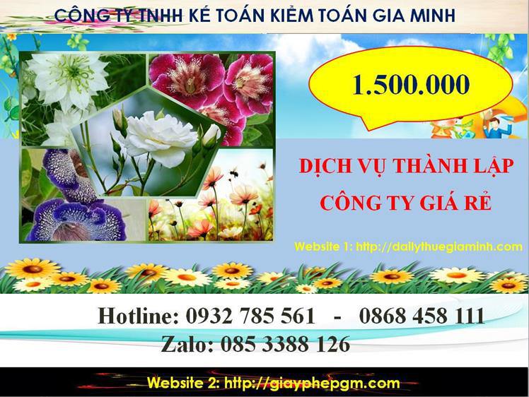 Chi phí thành lập công ty giá rẻ ở huyện Dầu Tiếng