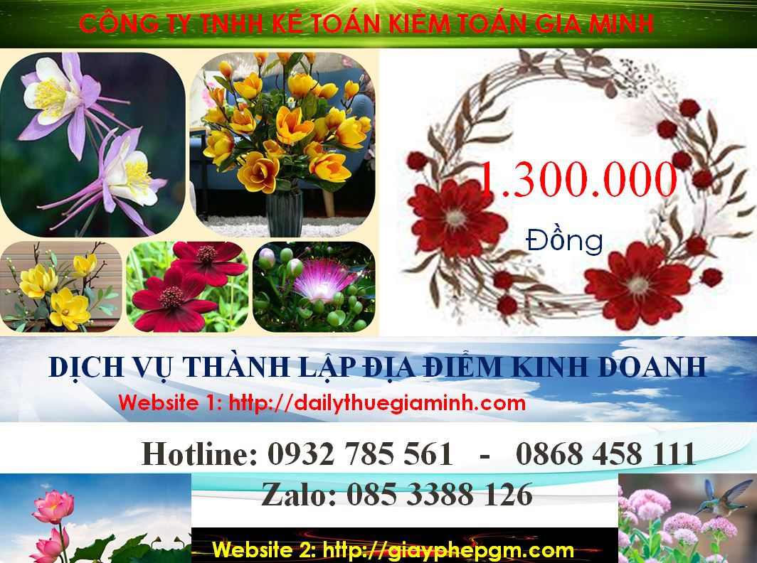 Thành lập địa điểm kinh doanh tại Bến Tre 5 Chi phí thành lâp địa điểm kinh doanh tại Bến Tre