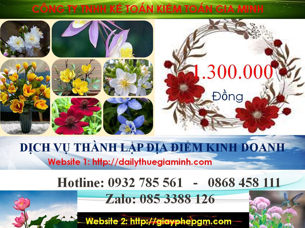 Chi phí thành lâp địa điểm kinh doanh tại Đồng Tháp
