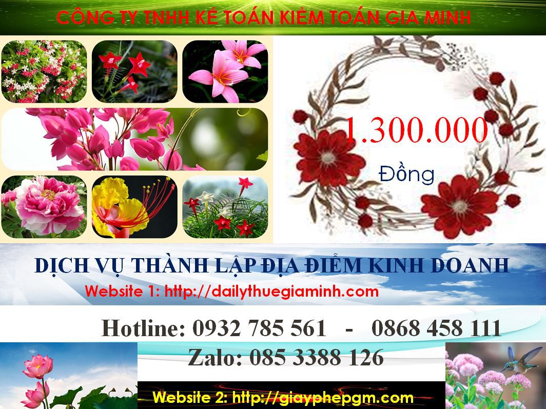 Chi phí thành lâp địa điểm kinh doanh tại Huyện Dầu Tiếng