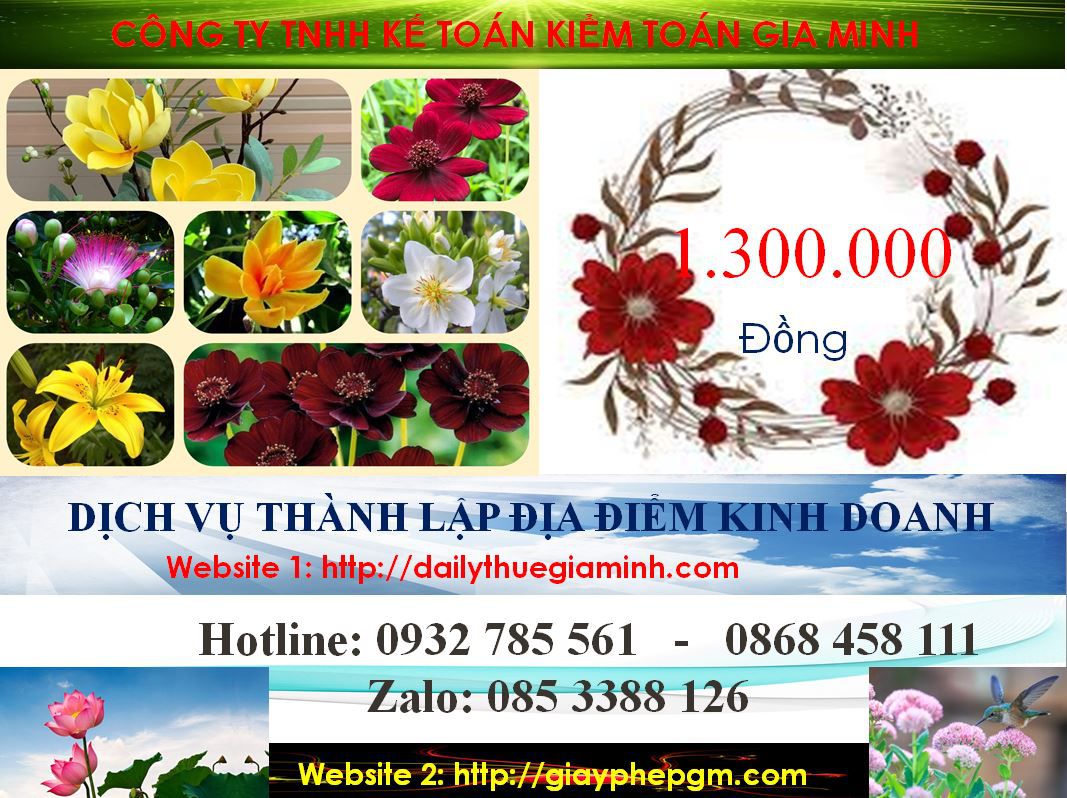 Chi phí thành lâp địa điểm kinh doanh tại Thị xã Thuận An
