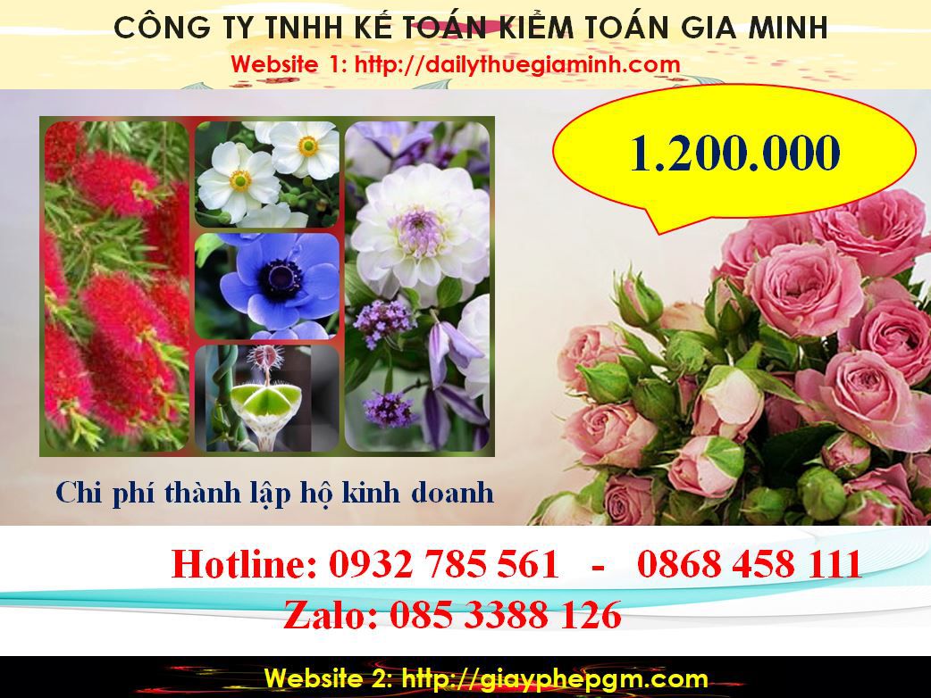 Chi phí thành lập hộ kinh doanh tại Huyện Dầu Tiếng