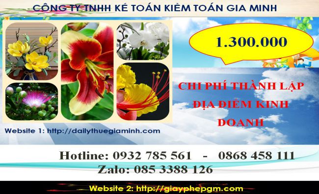 Dịch vụ thành lập địa điểm kinh doanh tại thành phố Hồ Chí Minh 5 Chi phí thành lập địa điểm kinh doanh tại thành phố Hồ Chí Minh