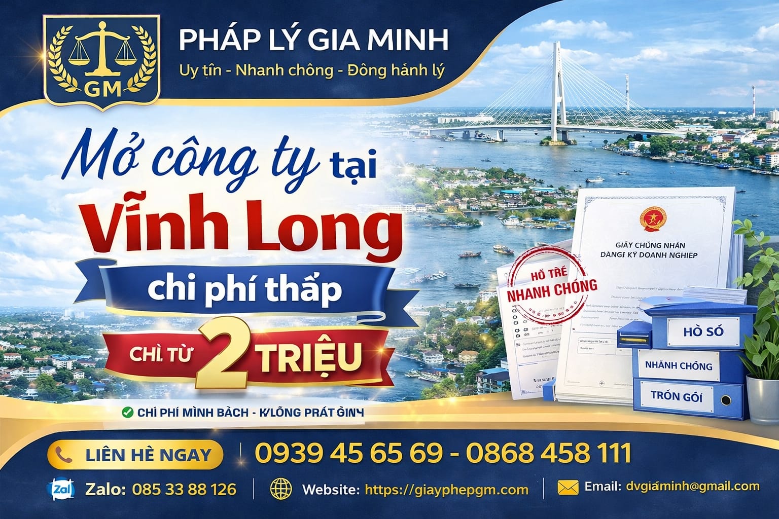 Thành lập công ty lấy ngay tại Vĩnh Long