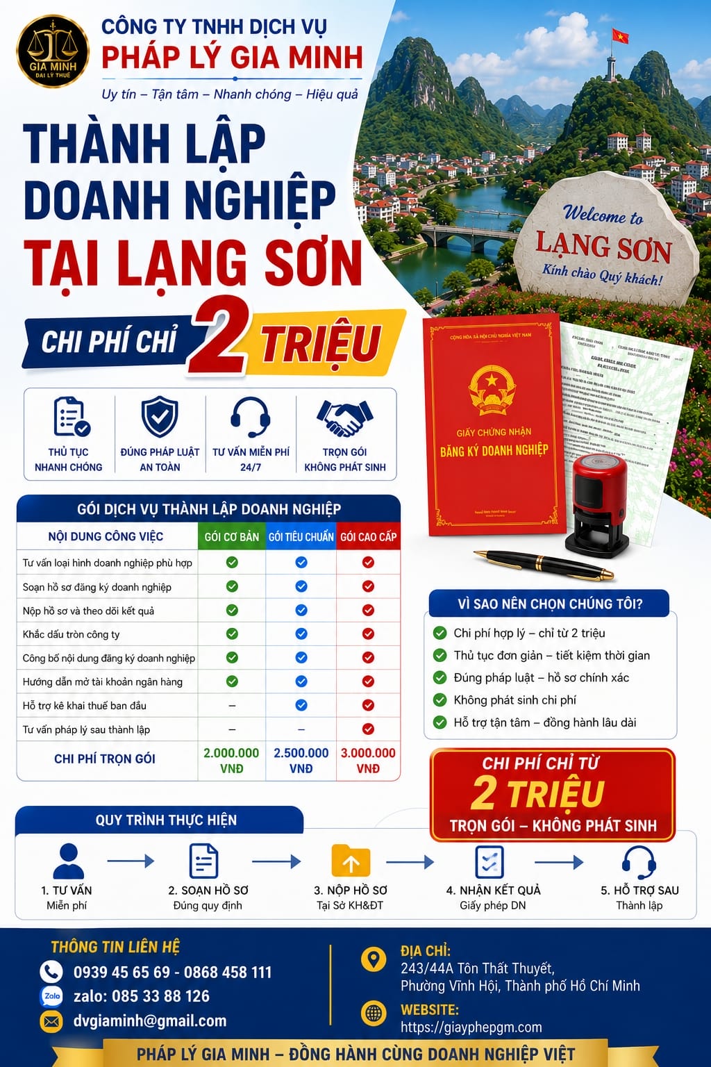 Dịch vụ thành lập công ty du lịch tại Lạng Sơn 