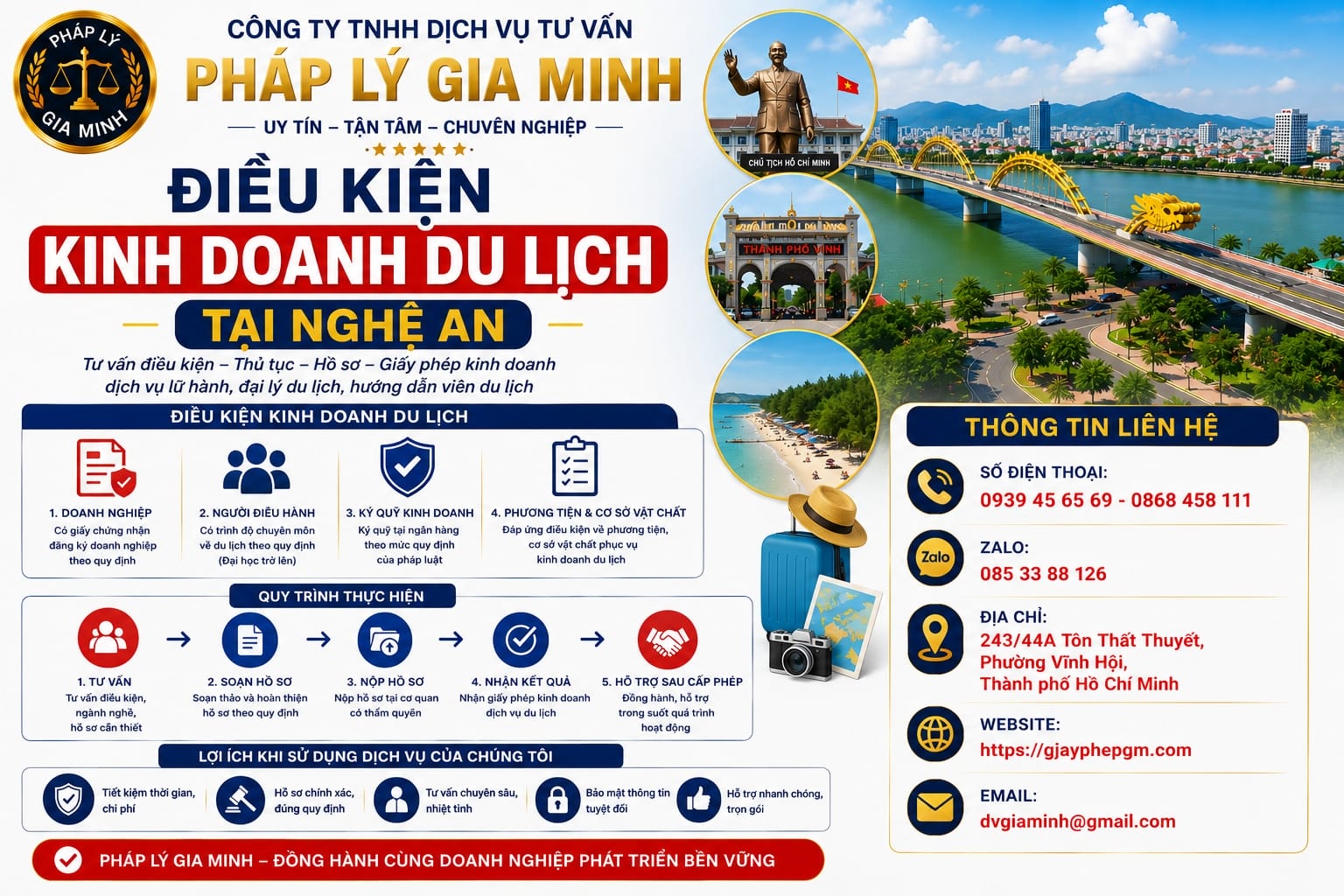 Dịch vụ thành lập công ty du lịch tại Nghệ An – Nhanh chóng, Uy tín, Trọn gói 8 Điều kiện kinh doanh du lịch tại Nghệ An