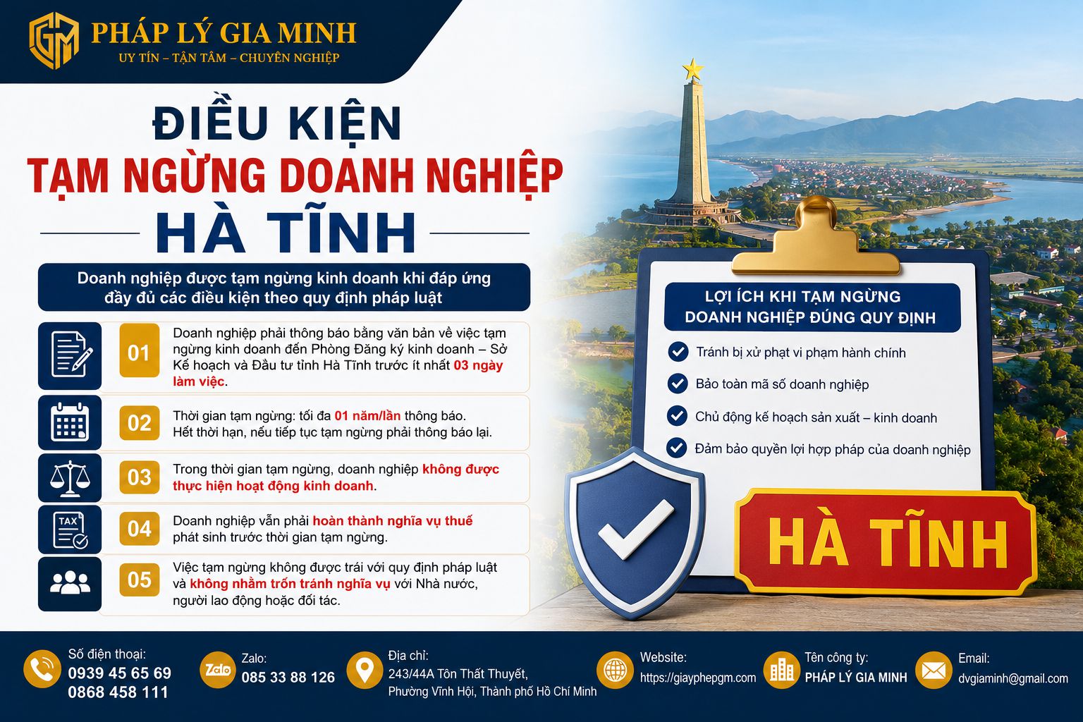 Tạm ngừng hoạt động doanh nghiệp tại Hà Tĩnh – Hướng dẫn chi tiết từ A-Z 8 Điều kiện tạm ngừng doanh nghiệp Hà Tĩnh
