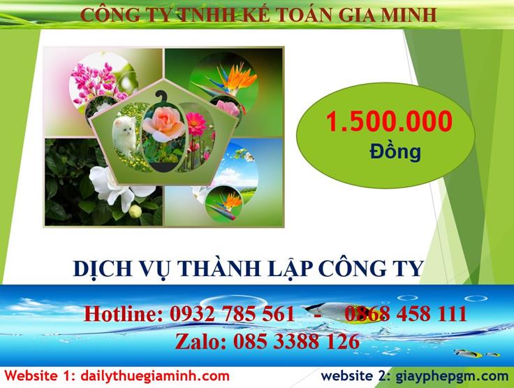 Chi phí đăng ký thành lập công ty tại Huyện Dầu Tiếng