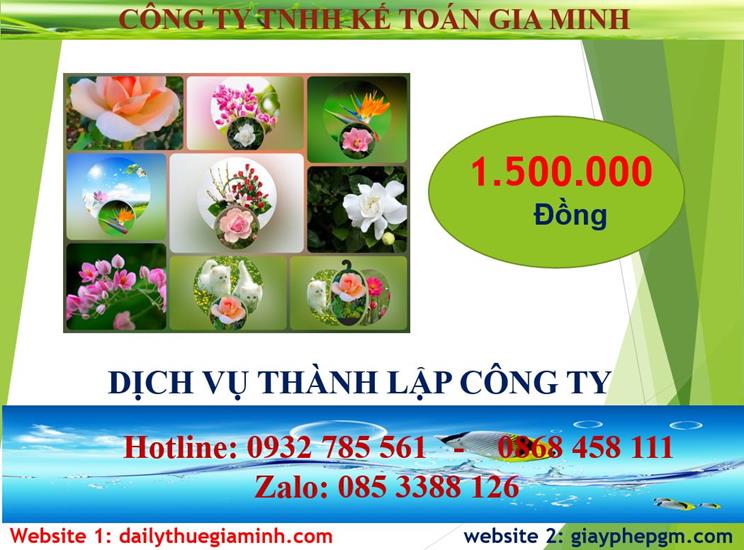 Chi phí đăng ký thành lập công ty tại Thị Xã Bến Cát