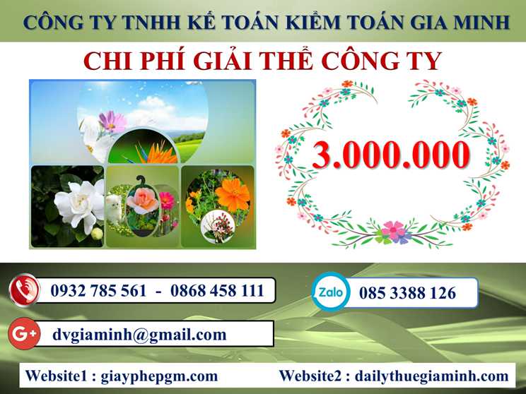 Dịch vụ giải thể công ty tại Huyện Vĩnh Thạnh - 3.000.000 5 Chi phí giải thể doanh nghiệp tại Huyện Vĩnh Thạnh